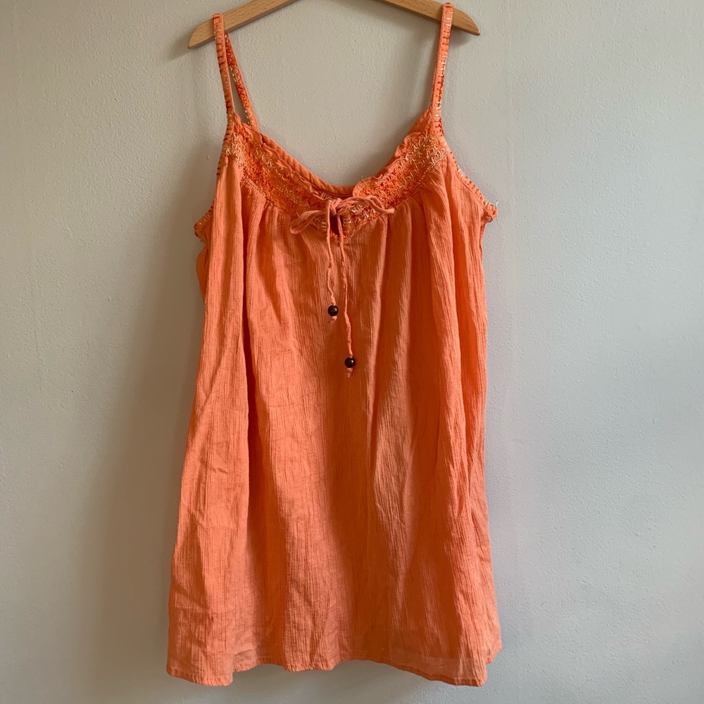 Orange Embroidered tank top